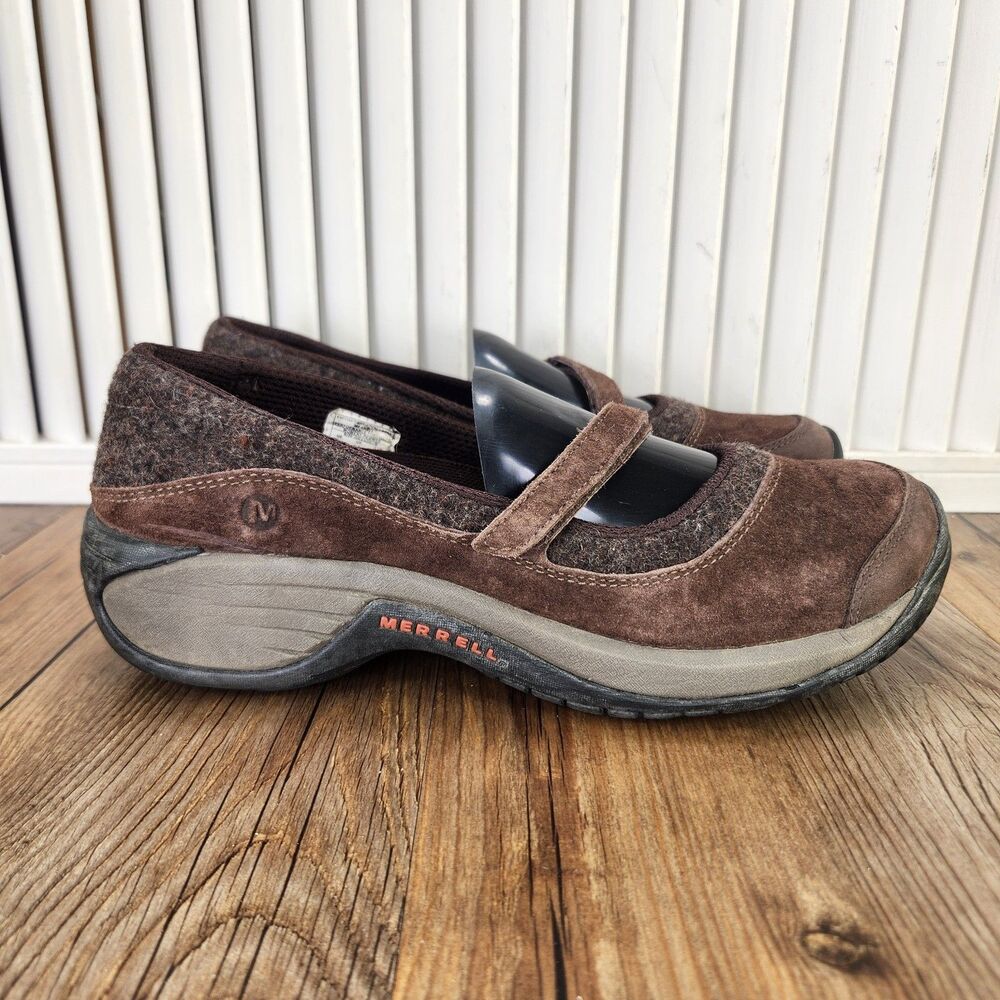 Merrell Encore Emme Coffee Bean Mary Jane Women's 7 Brown Suede Cabincore Shoes